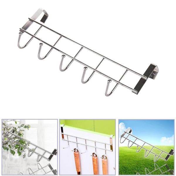 Rustfrit stål køkken & dør rack skab knagerække krog rack badeværelse 25*9CM