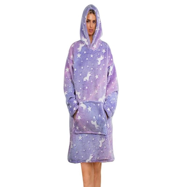 Oversized hettegenser med hette - Filt_MGF Purple