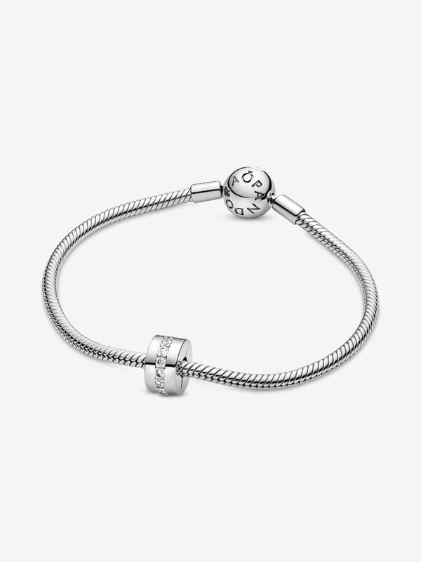 Pandora - Klar glitrende rækkeclips-charm - Sterlingsølv