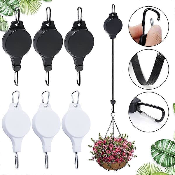 Plant Lift with Wheels, Adjustable Height for Hanging, Black 1 pc Black 1pcs