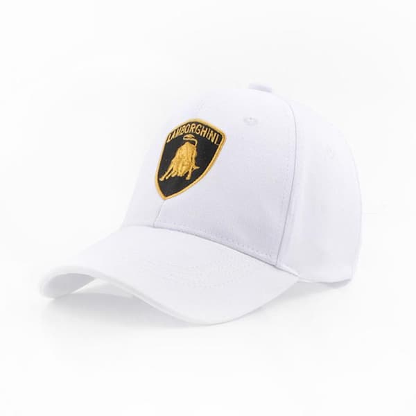 Lamborghini Racing brodeerattu miesten baseball-lippis (valkoinen)