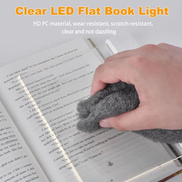 Book Light, Rechargeable Clear LED Flat Reading Light with 3 Colors & Timer, Dimmable Panel Light Book Full Page Light for Reading in Bed at Night-FX-