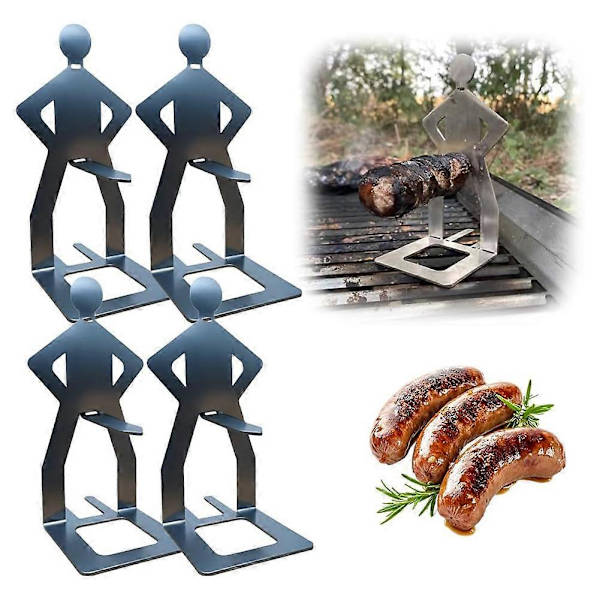 Pølsestativ i rustfrit stål til grillning, bærbart grillstativ til camping (BT) 2pcs