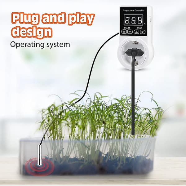 1 stk. termostatuttak med sensor, digital temperaturregulatoruttak, vanntett temperaturbryter EU-plugg