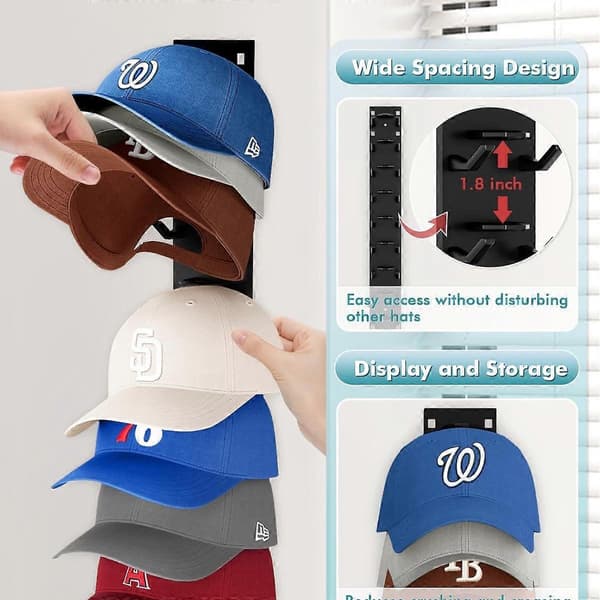 Praktiske og vakre hattehyller for baseballcapser