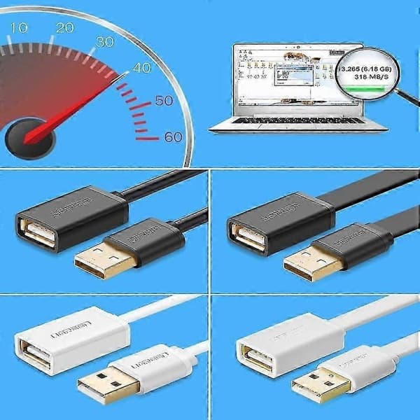 Forlengelseskabel for USB-kabel 1m, svart