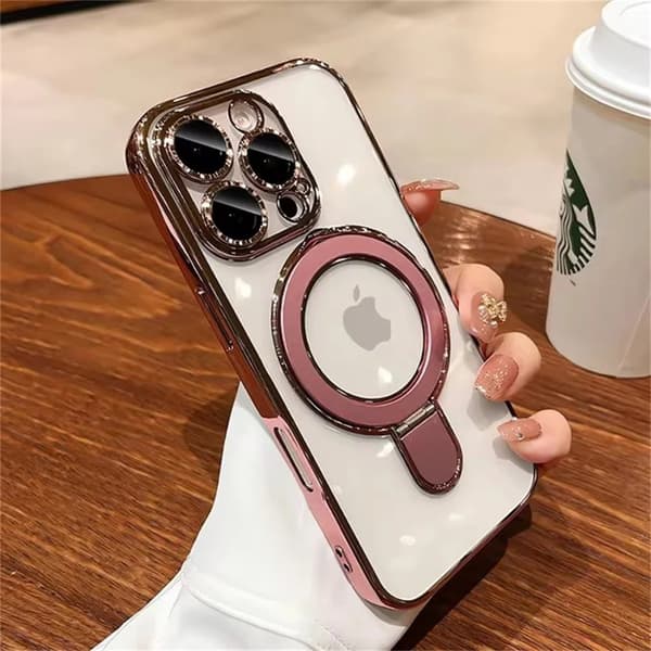 Lämplig för iPhone16 mobilskal galvaniserat transparent magnetiskt Apple 17 med linsfilmsfäste allomfattande