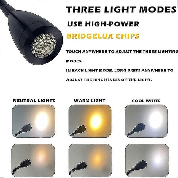 12v-24v LED Læselampe, RV Dæmpbar Læselampe Med USB-oplader, Til Autocamper Lastbil Trailer RV Sengelampe, 2stk-sort -zz