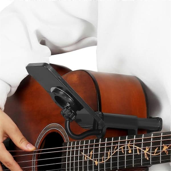 Magnetisk Gitarr Telefonhållare Justerbart Gitarrfäste Notställ Klämma för 6-8,8 cm Tjocka Gitarrer Ukulele Black