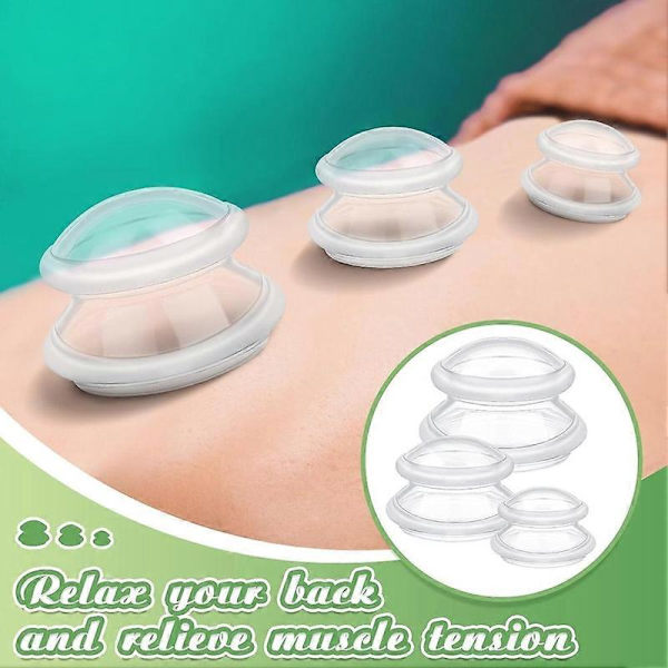 Silikone Cupping Terapi Sæt, Cupping Kit til Massage Terapi, til Cellulite Reduktion, Ledsmerter, Muskelsmerter Transparent white