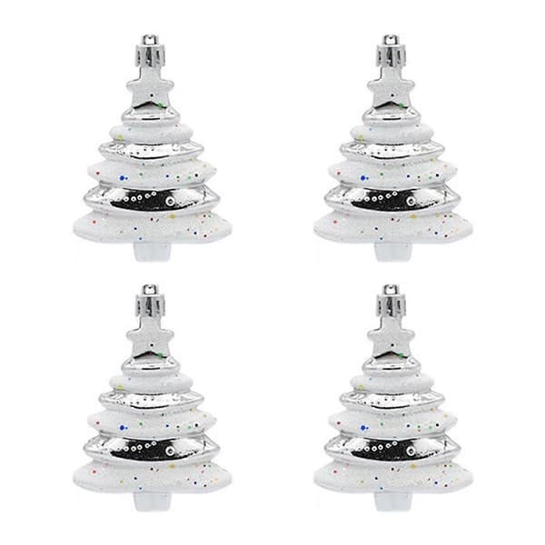 8x6cm 4-pack Julgranskulor Specialformad Julgran Silver