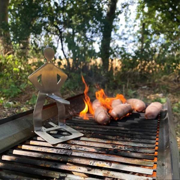 Pølsestativ i rustfrit stål til grillning, bærbart grillstativ til camping (BT) 2pcs