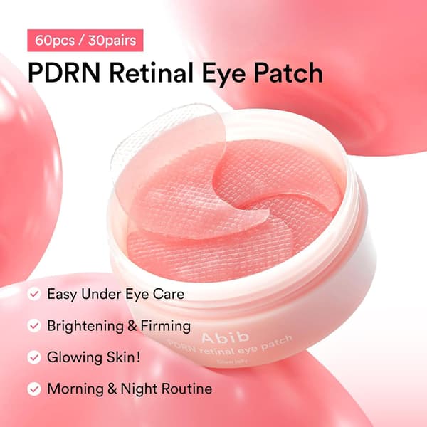 Abib PDRN Retinal Eye Patch (Glow Jelly) hjelper til med å lindre hevelser og mørke ringer under øynene.