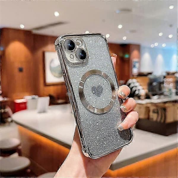 Kompatibel med iPhone 13 Cover Gradient Sparkle TPU Telefoncover Kompatibel med MagSafe 26s Silver