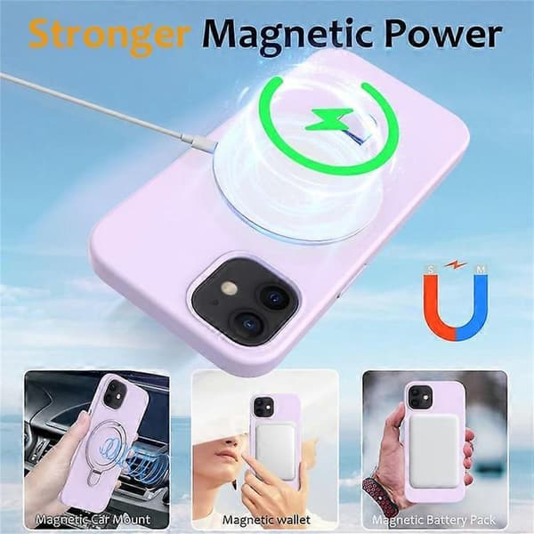 Kompatibelt magnetisk deksel til iPhone 11 med ringstativ PC + silikon, fallsikkert telefondeksel Purple