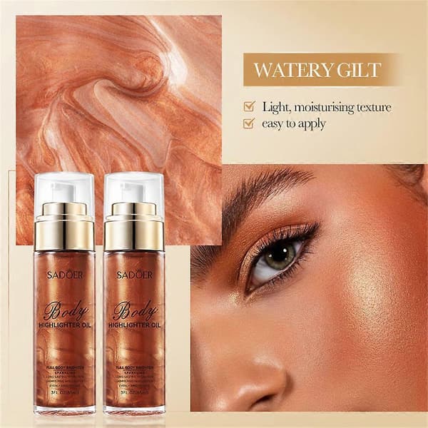 Kroppsglitterspray Glitterspray Glänsande Kroppslotion Vattentät Kroppsglittermist Spray Flytande Illuminatorer Highlighterpulver 3Pcs