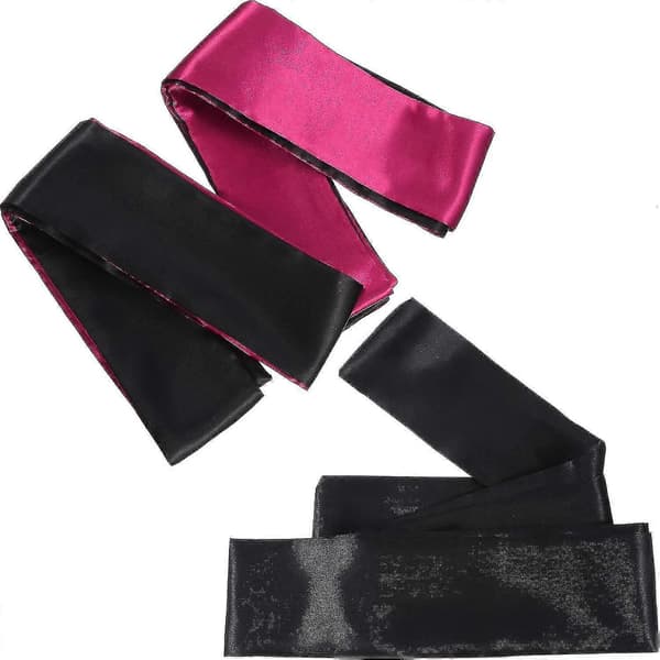 2-pack sovmask i satin, ögonbindel, 150 cm Black Red and Black