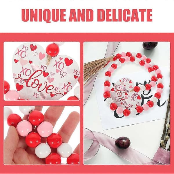 Valentine Treperad Garland for Dekor 2 stk. Rustikk Duskeperlekjede Multi 85.00X1.60X1.60CM