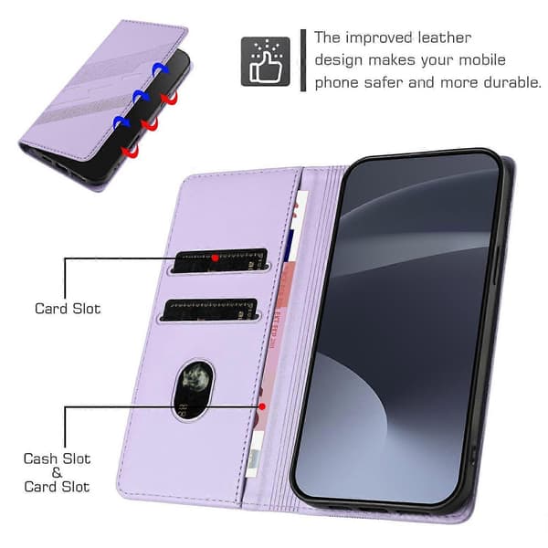 Preget lommebok PU-deksel til OnePlus 9 Light purple For OnePlus 9