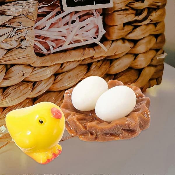 1 sett mini påske kylling egg ornament hage mikrolandskap dekor tilbehør