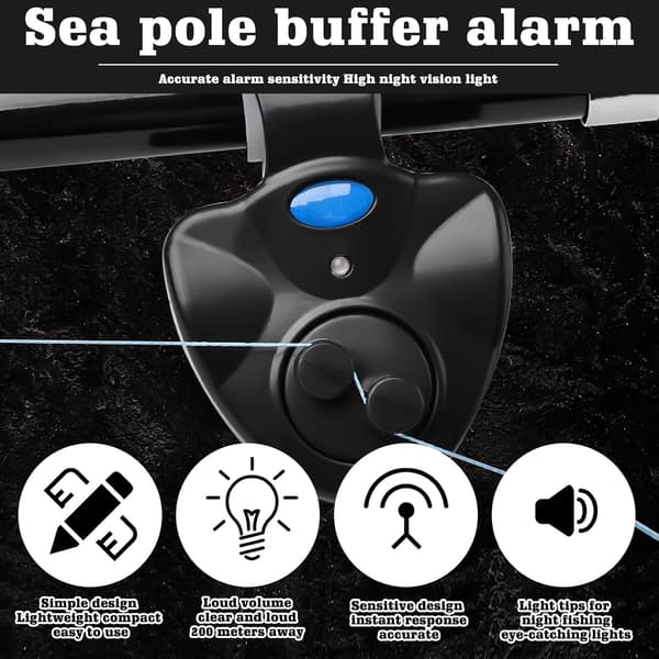 4-pak elektroniske følsomme bidalarmer til fiskeri - Lysindikator - Med LED-lysindikator