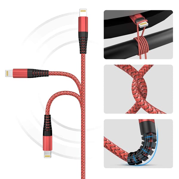 iPhone Laddningskabel, Lightning Kabel 3-pack 2M iPhone Laddare Flätad Kompatibel med iPhone 12/11/Pro/Xs Max/X/8/7/Plus/6S/6/SE/5S iPad och Mer
