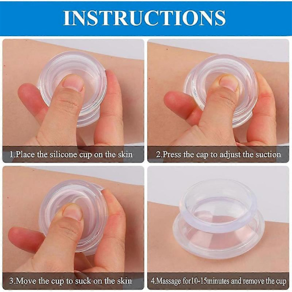 Silikone Cupping Terapi Sæt, Cupping Kit til Massage Terapi, til Cellulite Reduktion, Ledsmerter, Muskelsmerter Transparent white