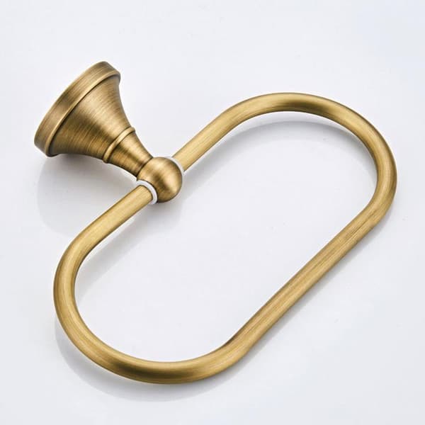 Håndklædering, børstet bronze, antik messing oval håndklædeholder