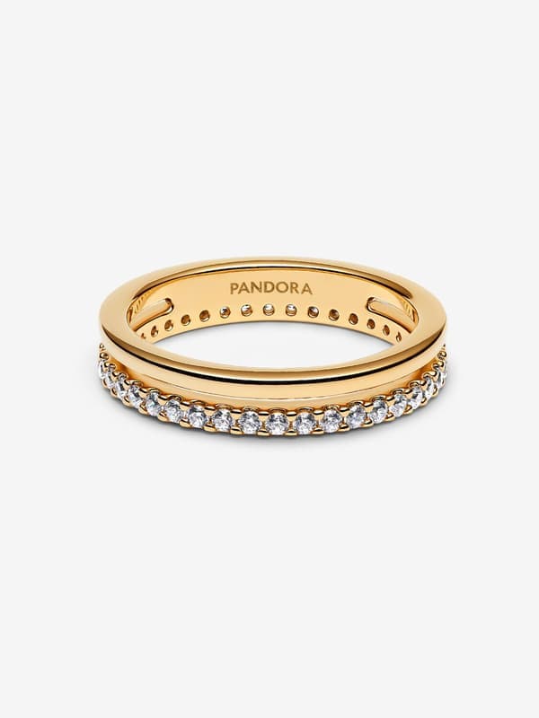 Pandora - Dobbelt række ring - 14k guldbelægning Omkreds Circumference: 54mm