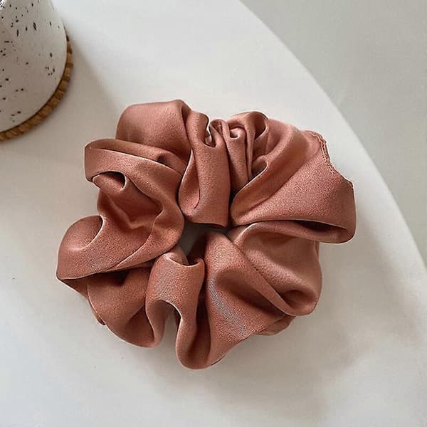 2 stk Store Satin Hårstrikker Elastisk Hårstrikk Tau Ensfarget Hårring Hestehale dark pink