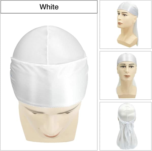 4 stk Silke Durag Durags til Mænd og Kvinder (2 x Sort, 2 x Hvid)