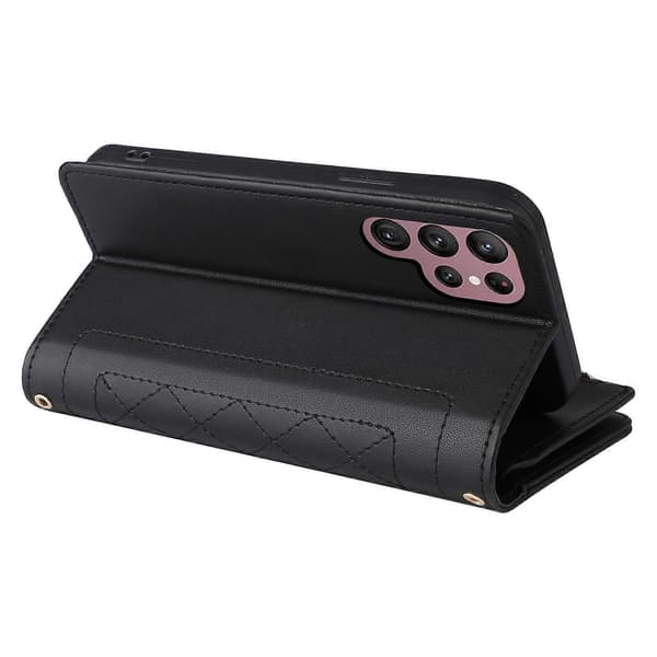 Læderpung med lynlås til Samsung Galaxy S22 Ultra 5G [DB] Black