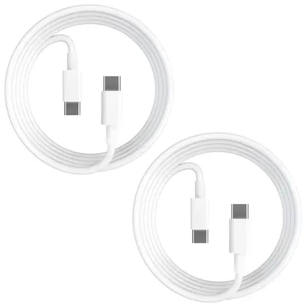2 kpl 2m Pikalatauskaapeli USB-C - USB-C Kaapeli Valkoinen Vit white