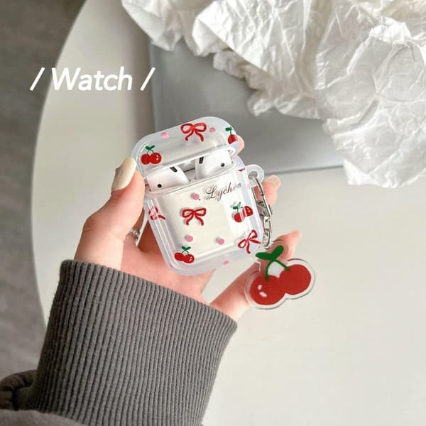 Headphone Case for AirPods 4, Cute Transparent Bow Cherry Clear Case Soft Silicone Protective AirPods 4 Shell Shockproof Protection