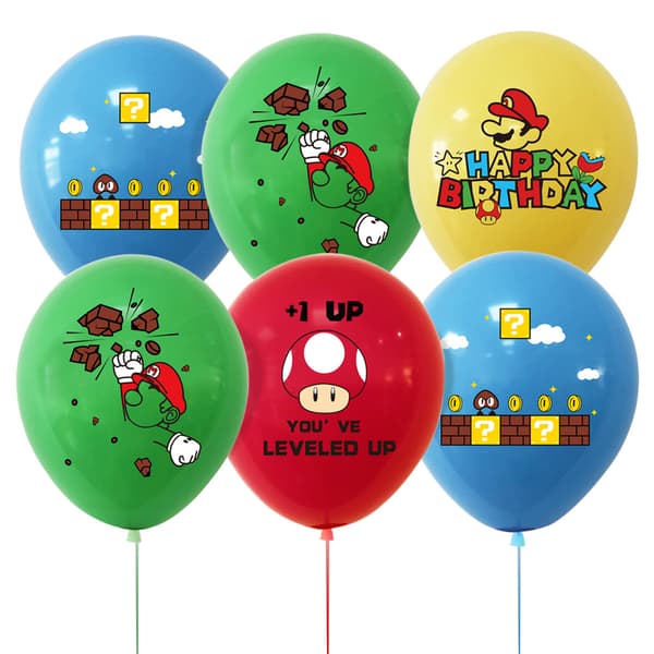 Super Mario-tema dekorative ballonger for barnesett