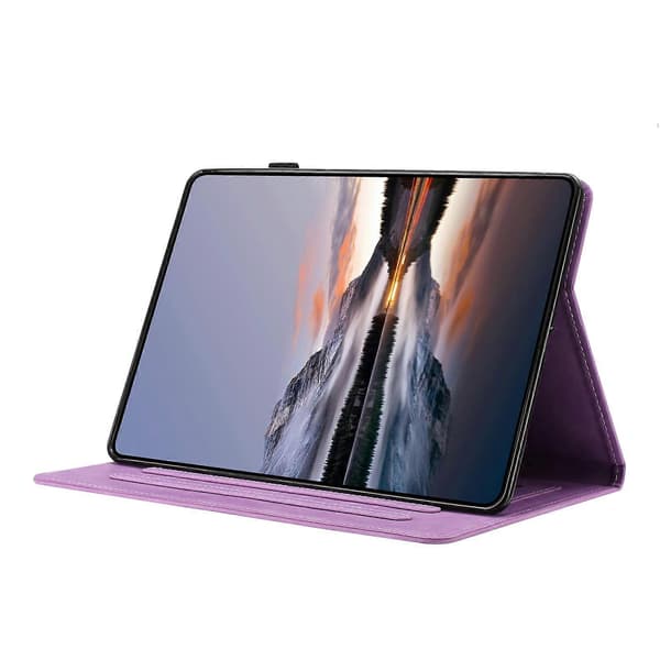 Tablet-etui til Samsung Galaxy Tab S10 Lite S10 FE S9 FE S9 kortholder stativ sommerfugl blomsterprint Light purple Light Purple