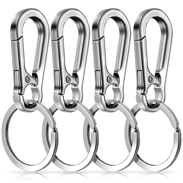 Metal Keychain Carabiner Key Ring Key Chain Clips Hook Holder for Unisex, 4-Pack