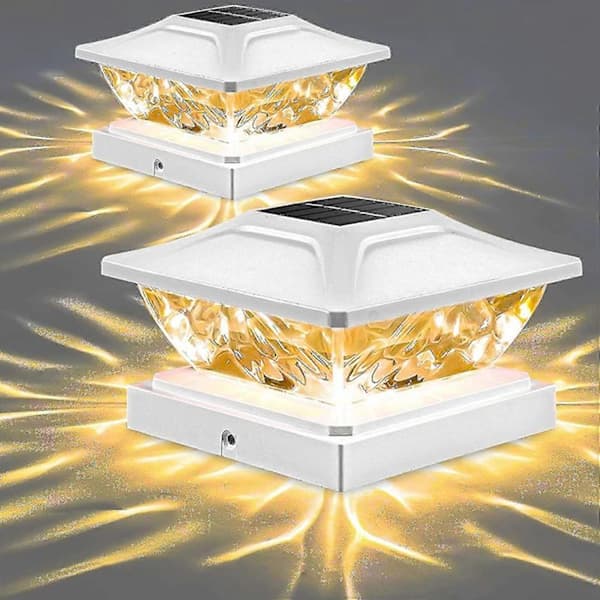 Solcellelamper til Stolper Udendørs: 8-pak Stærke 2 Tilstande LED Solcellelamper til Hegn Dæk til 3,5x3,5 4x4 4,5x4,5 5x5 Træstolper 2 Pak