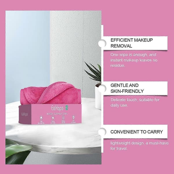 Eelhope Fiber Makeupfjerner Håndklæde Ansigts- og Øjenmakeup Skånsom Rensende Makeupfjerner Rensehåndklæde Ansigtsklud