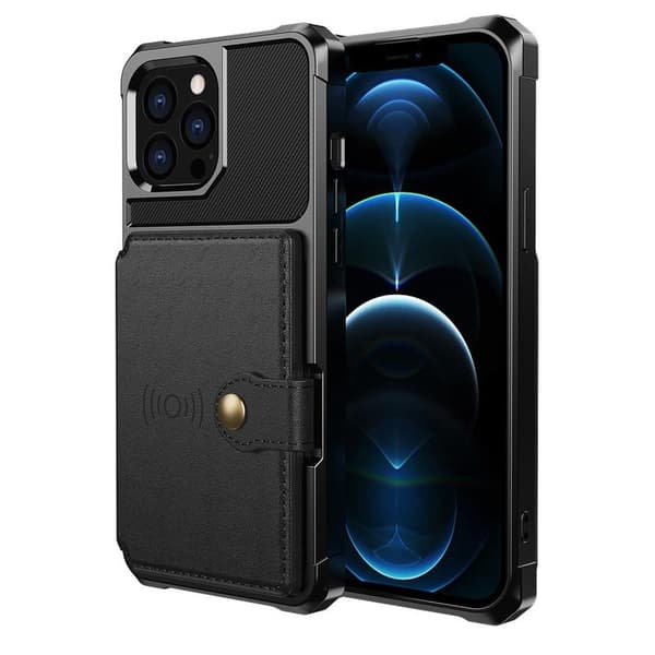 [SC]iPhone 13 Pro Max-deksel med magnetisk lommebok, svart 75