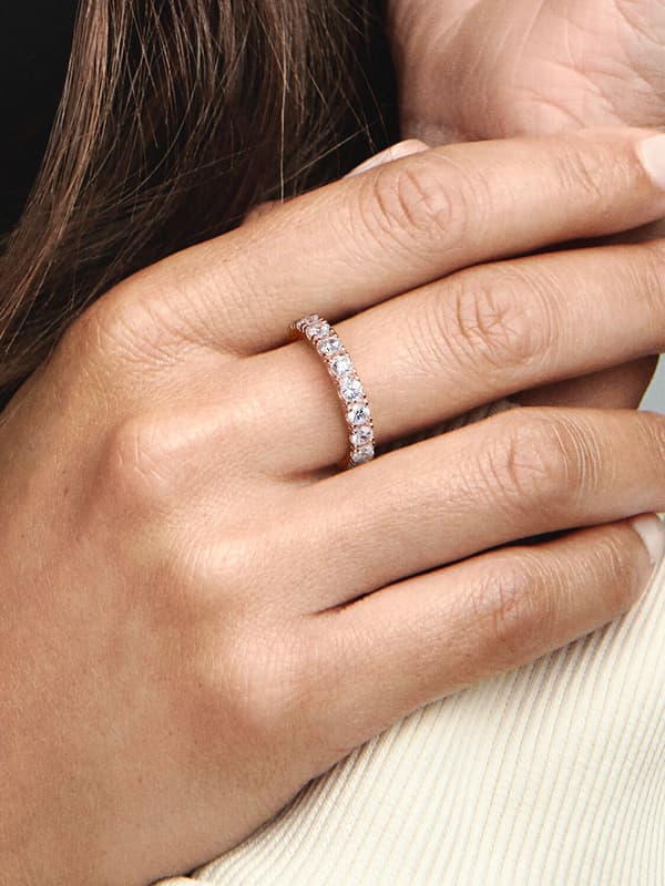 Pandora - Sparkling Row Eternity Ring - 14k rose gold plating Circumference: 54mm