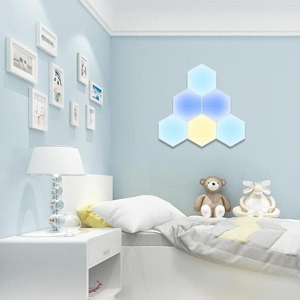 Hexagon Vegglampe / LED-lampe i 6 moduler - Fjernkontrollert 500