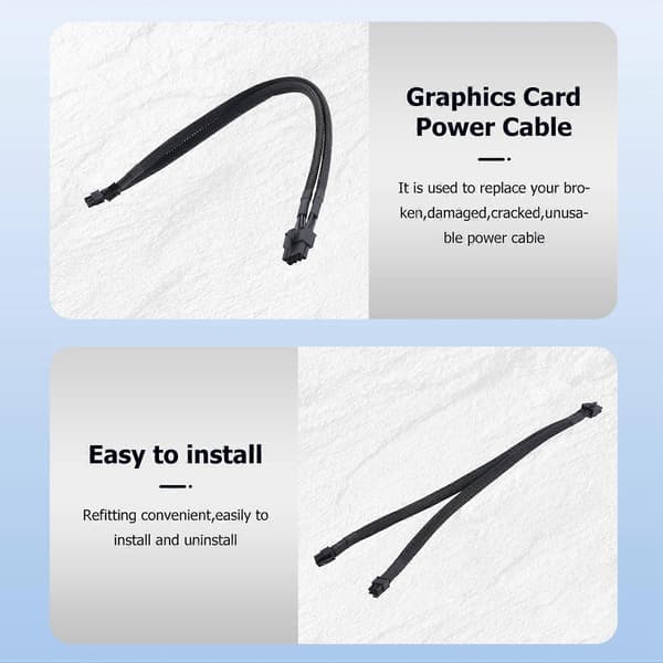 Dobbelt Mini 6-benet til 8-benet PCI Express grafikkort strømadapter ærmet kabel til Mac Pro Tower/Power Mac G5 15 tommer Black