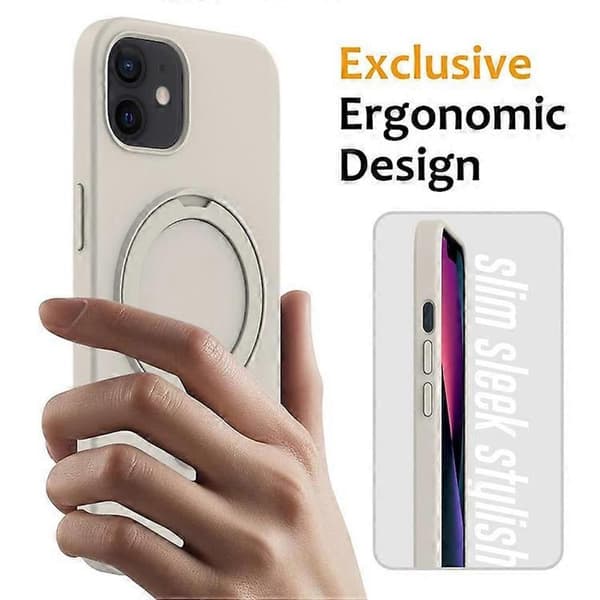 Kompatibelt magnetisk deksel til iPhone 11 med ringstativ PC + silikon, fallsikkert telefondeksel White
