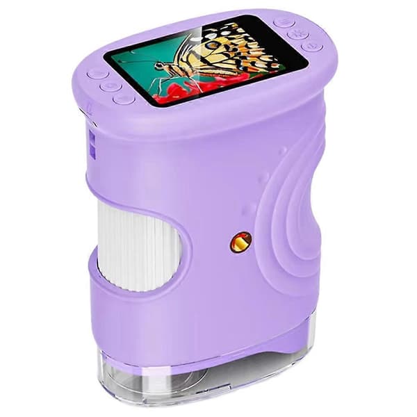 Handheld Microscope for Kids with 2-inch HD Screen 50-1000X Pocket Microscope Educational Birthday Gift for Children Pink