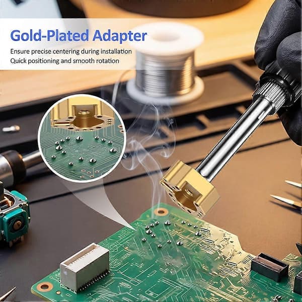 Joystick loddekolbespids med flerhulsring til PS5 PS4-serien og Switch-controllerreparation Effektiv loddespids Gold   silver
