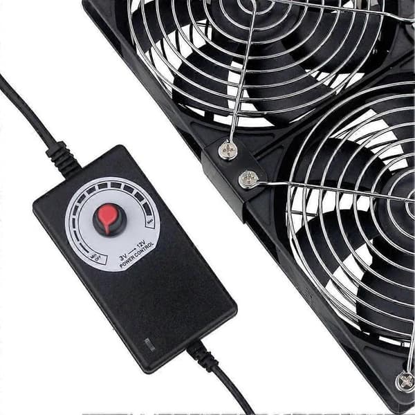 3x120mm Datavifte med AC 100V-240V Hastighetskontroll for Skapkjøling Server Arbeidsstasjon Kjøling EU-kontakt