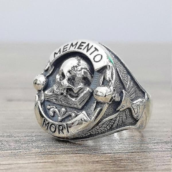 Memento Mori Hodeskalle Sterling Sølvring 10