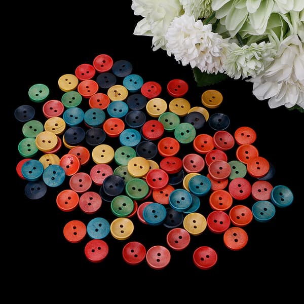 100 stk. blandede træknapper 2 huller 15 mm syning scrapbooking gør-det-selv håndværk