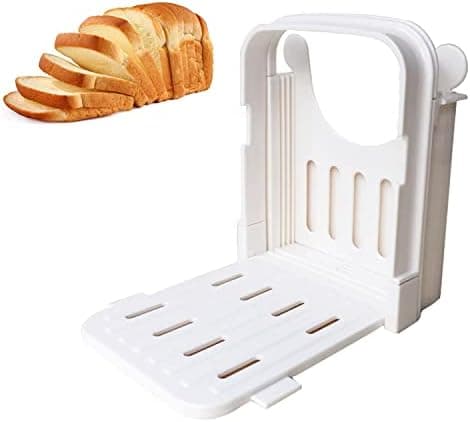 Bread Slicer, Multifunctional Sandwich/Toast Slicer, Foldable and Adjustable Manual Bread Slicer for Quickly and Safely Slicing 4 Slices of Thick Bread